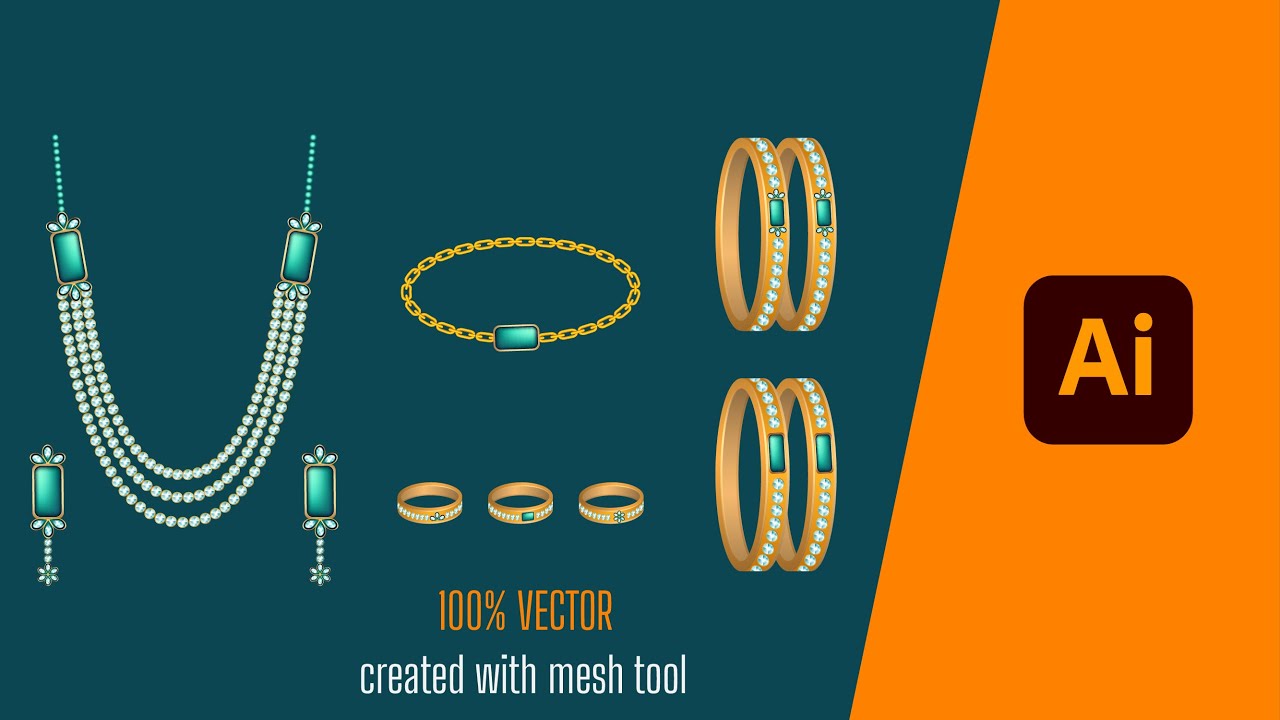 realistic vector jewelry set created in adobe illustrator, Not A Tutorial. 