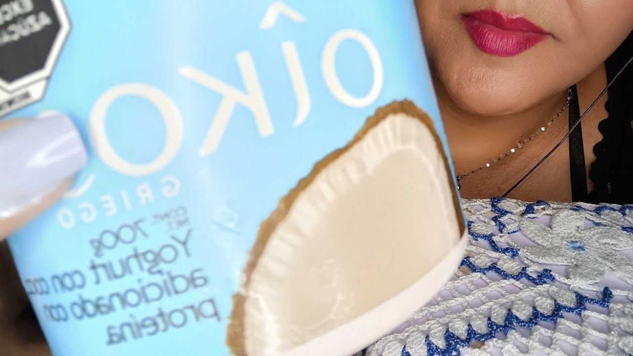 ASMR Comiendo Yogurth de coco con palito o cuchara mieleres de cristal y también con los dedos 🤗