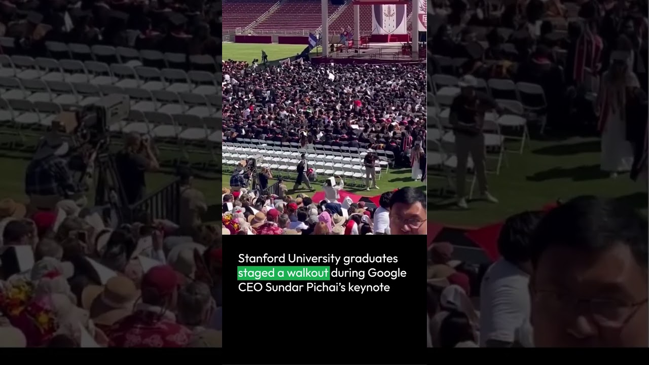 Dozens of students walked out of their Stanford University graduation during Google CEO's keynote