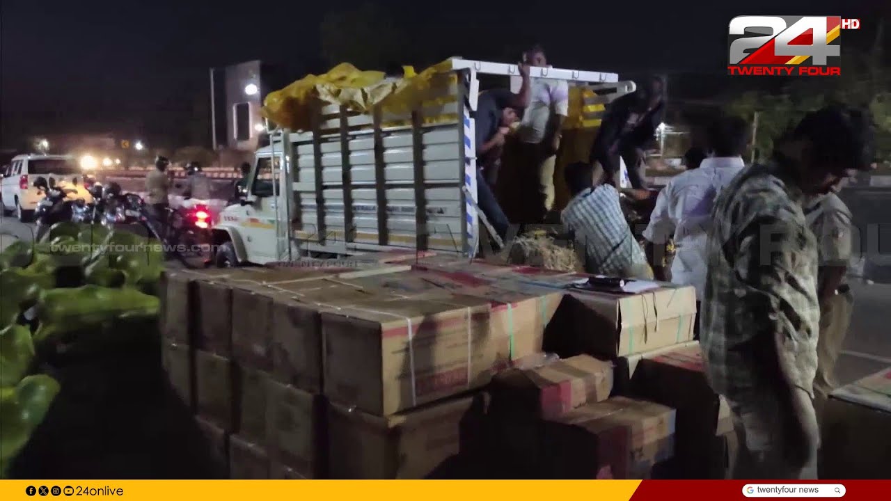 പാലക്കാട് സ്ഫോടക വസ്തുക്കൾ ഒളിപ്പിച്ച് തണ്ണിമത്തനുകൾ കയറ്റി വന്ന ലോറി പിടികൂടി