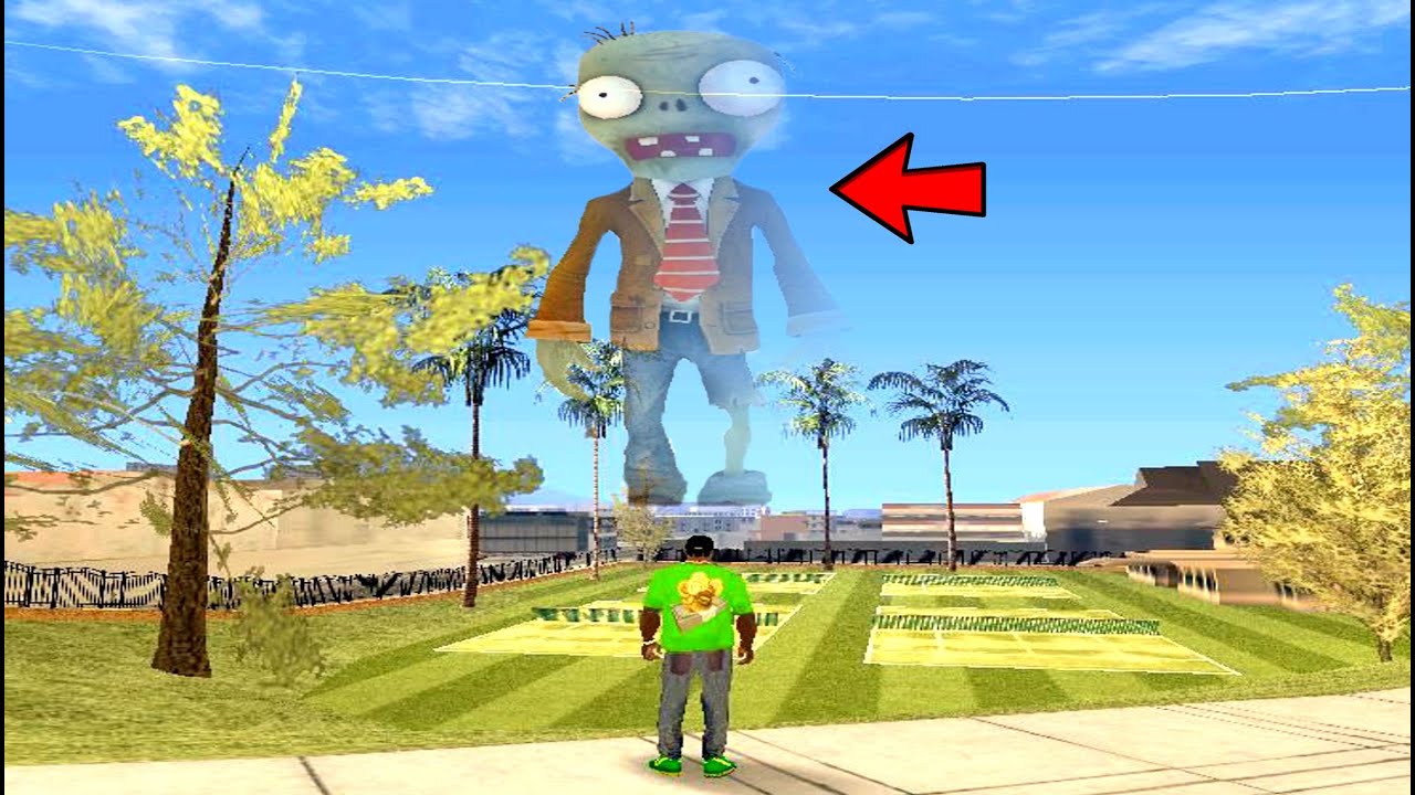 CJ SE VENGA DEL ZOMBI DE PLANTS VS ZOMBIES EN GTA SAN ANDREAS 