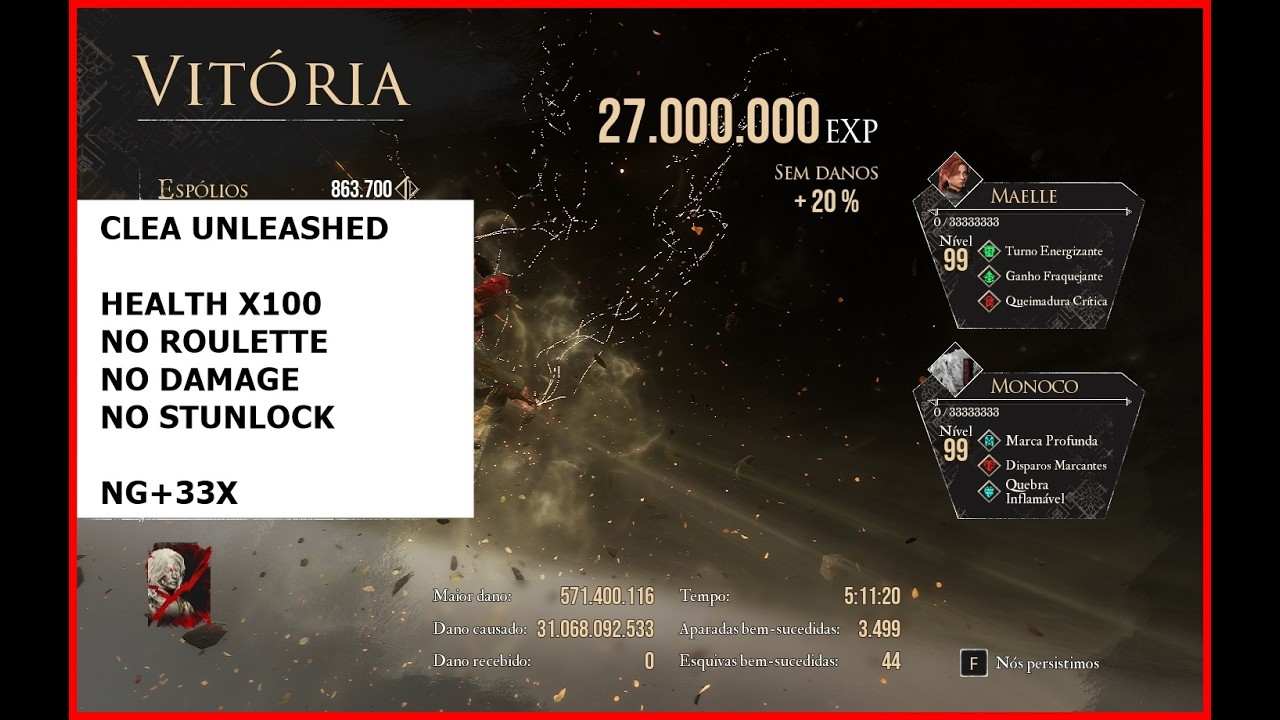 CLAIR OBSCUR - CLEA UNLEASHED - HPX100 - NG+33X - NO ROULETTE - NO STUNLOCK - EXPERT - NO DAMAGE