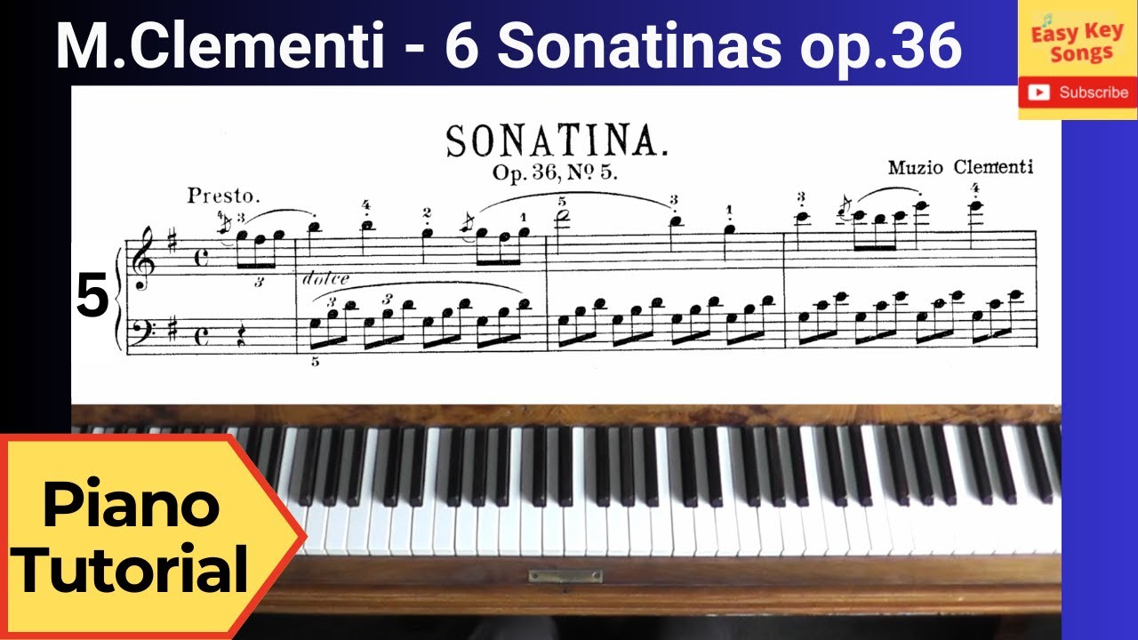 Clementi Sonatina op.36 No.5, in G Major. Piano Tutorial, Videoscore, Al Swegen