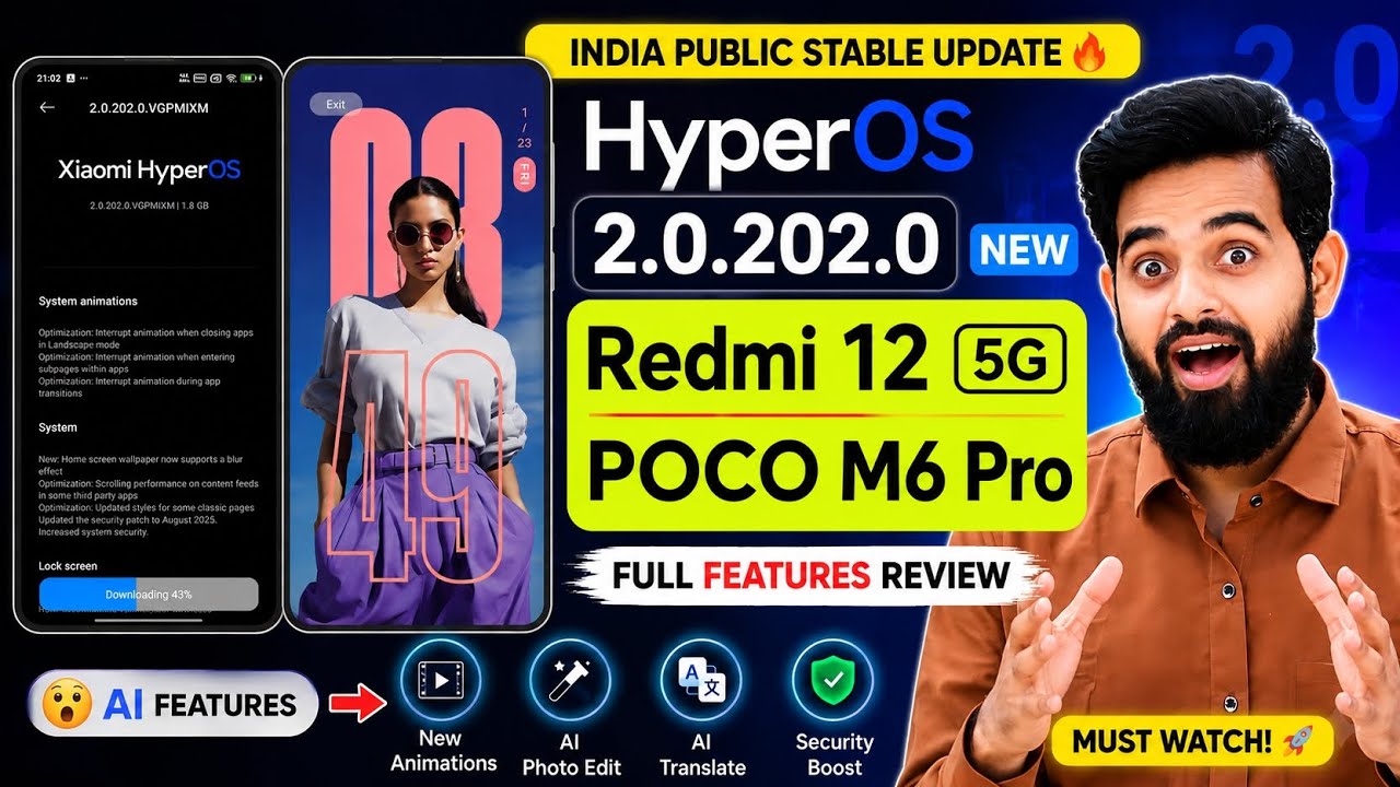 Redmi 12 5G, POCO M6 Pro HyperOS 2.0.22.0 India Public Update Released, Full Features Review, Cha...