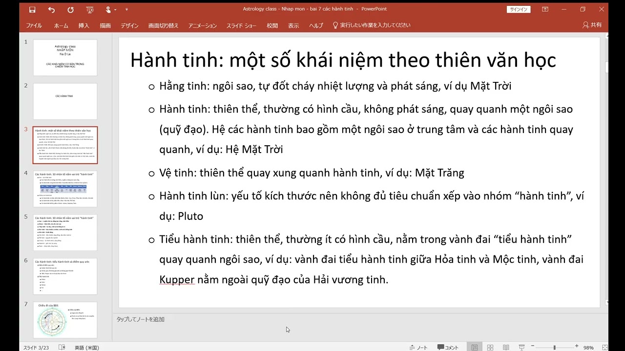 KN7.1 - Tổng quát hành tinh - Khái niệm Chiêm tinh - Chiêm tinh Ốc đảo Mây và Cây