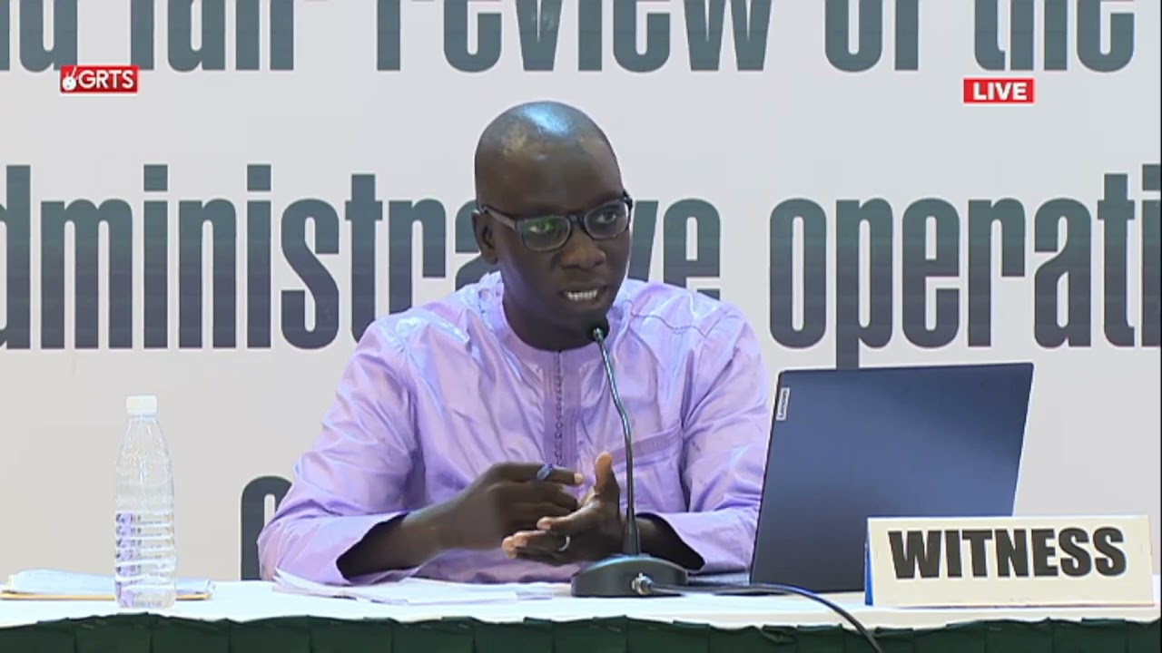 Ex Brikama Area Council CEO Modou Jonga continues his testimony at the Local Gov’t commission.