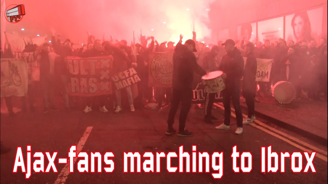 Ajax-fans marching to Ibrox