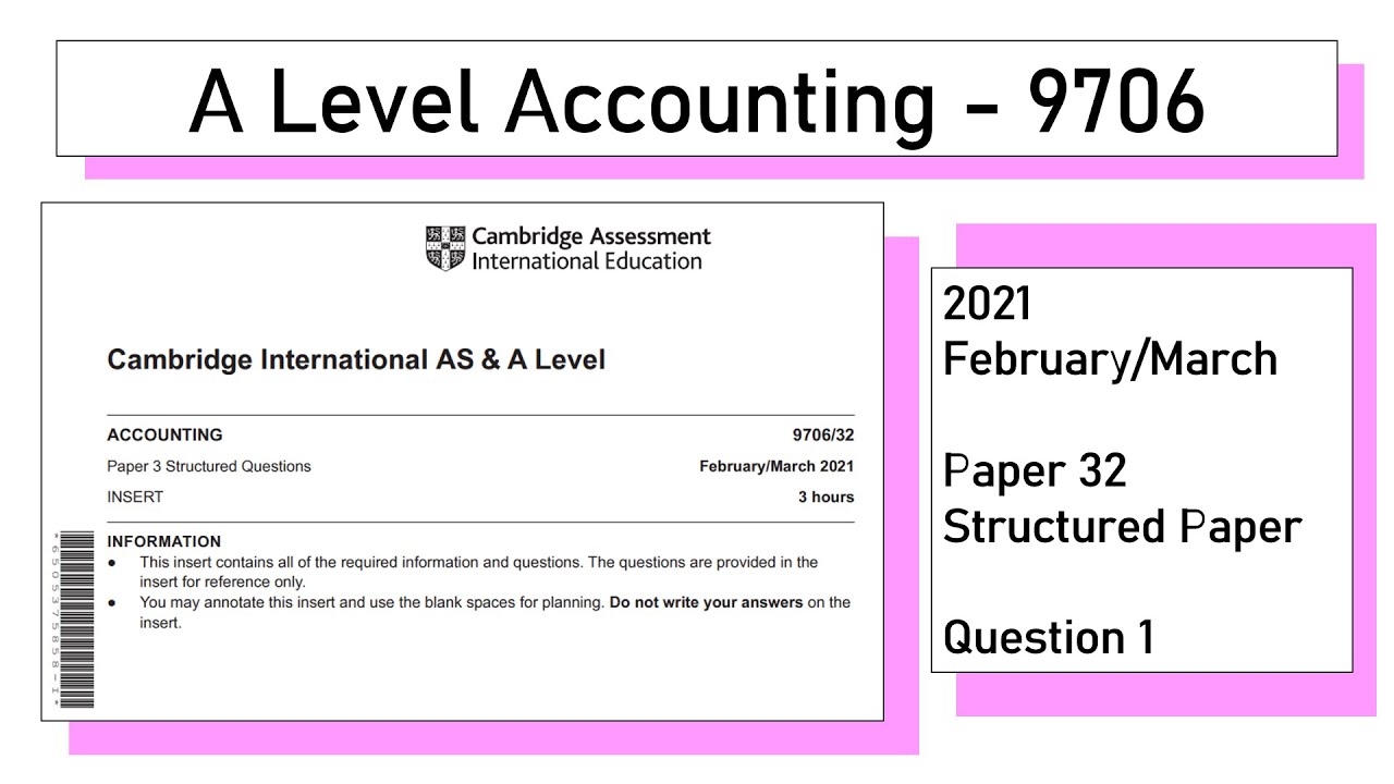 A Level Accounting February March 2021 Paper 32 9706/32 Question 1