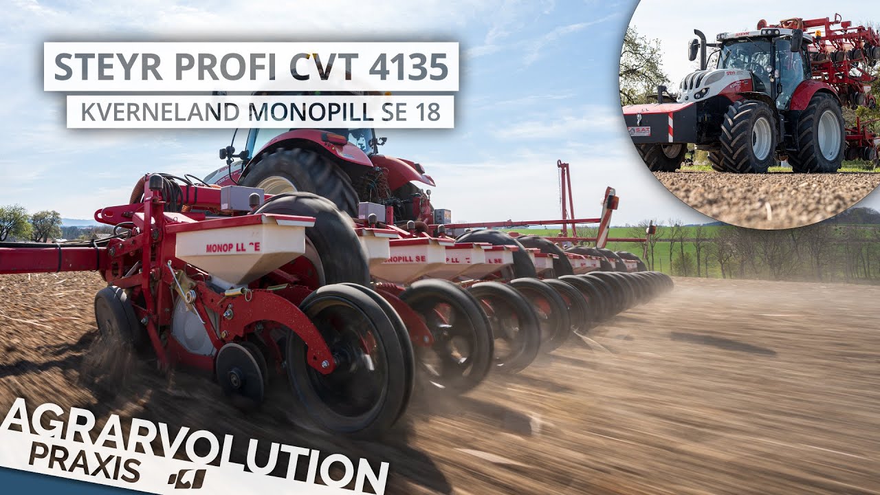Steyr Profi CVT 4135 + Kverneland Monopill SE 18 • Sowing sugar beet | Agrarvolution Praxis