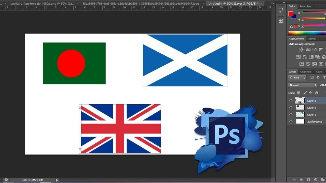 ফটোশপ দিয়ে সহজে পতাকা ডিজাইন করুন।। Draw flag by Photoshop
