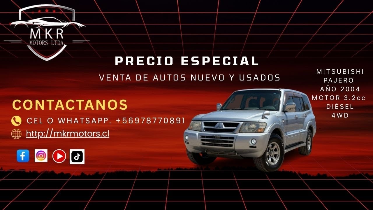 MITSUBISHI PAJERO (TIBURÓN) AÑO 2004 4WD @autoskashiquique-mkrmotorsltda 