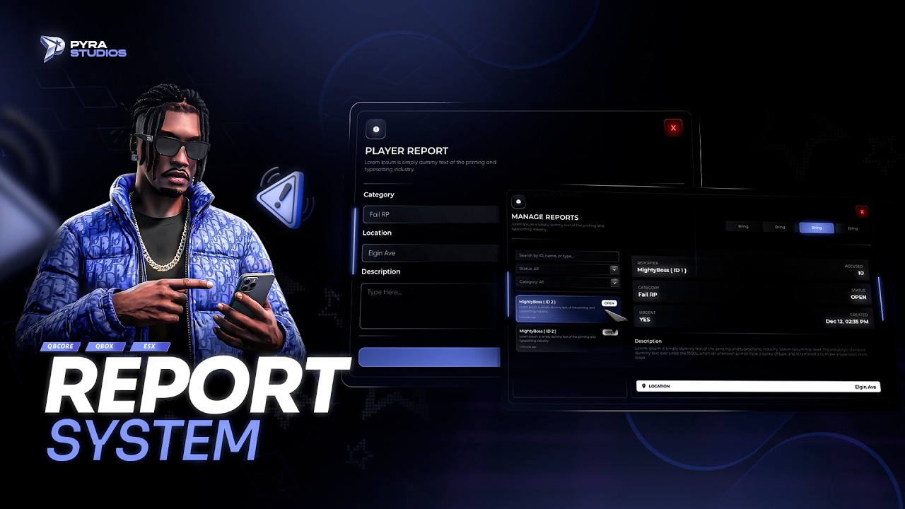 Pyra Studios | Report System | [ESX, QBOX, QBCORE] | Pyra Reports