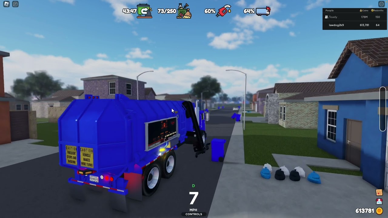 Me playing collect garbage for fun with my custom truck (ft:toady gaming Roblox)￼