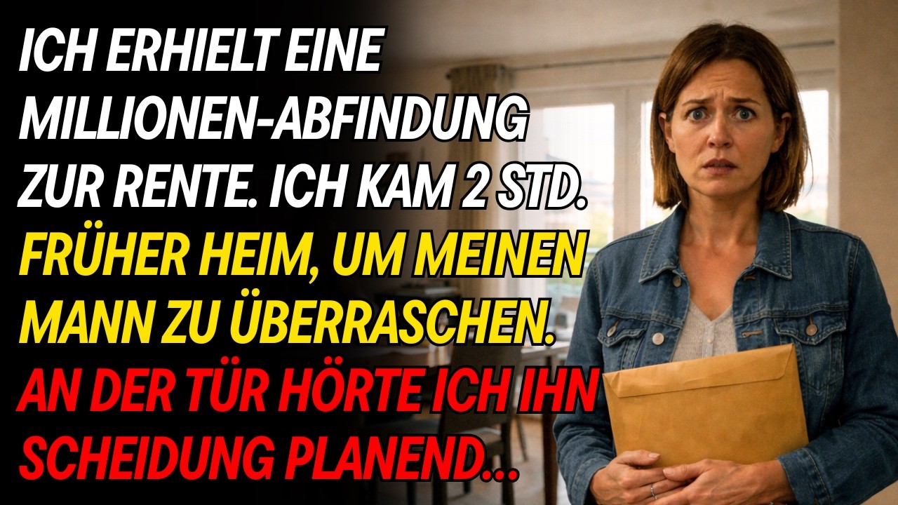 Ich erhielt eine Abfindung zur Rente. Ich lief heim, um es meinem Mann zu sagen. Als ich eintrat…