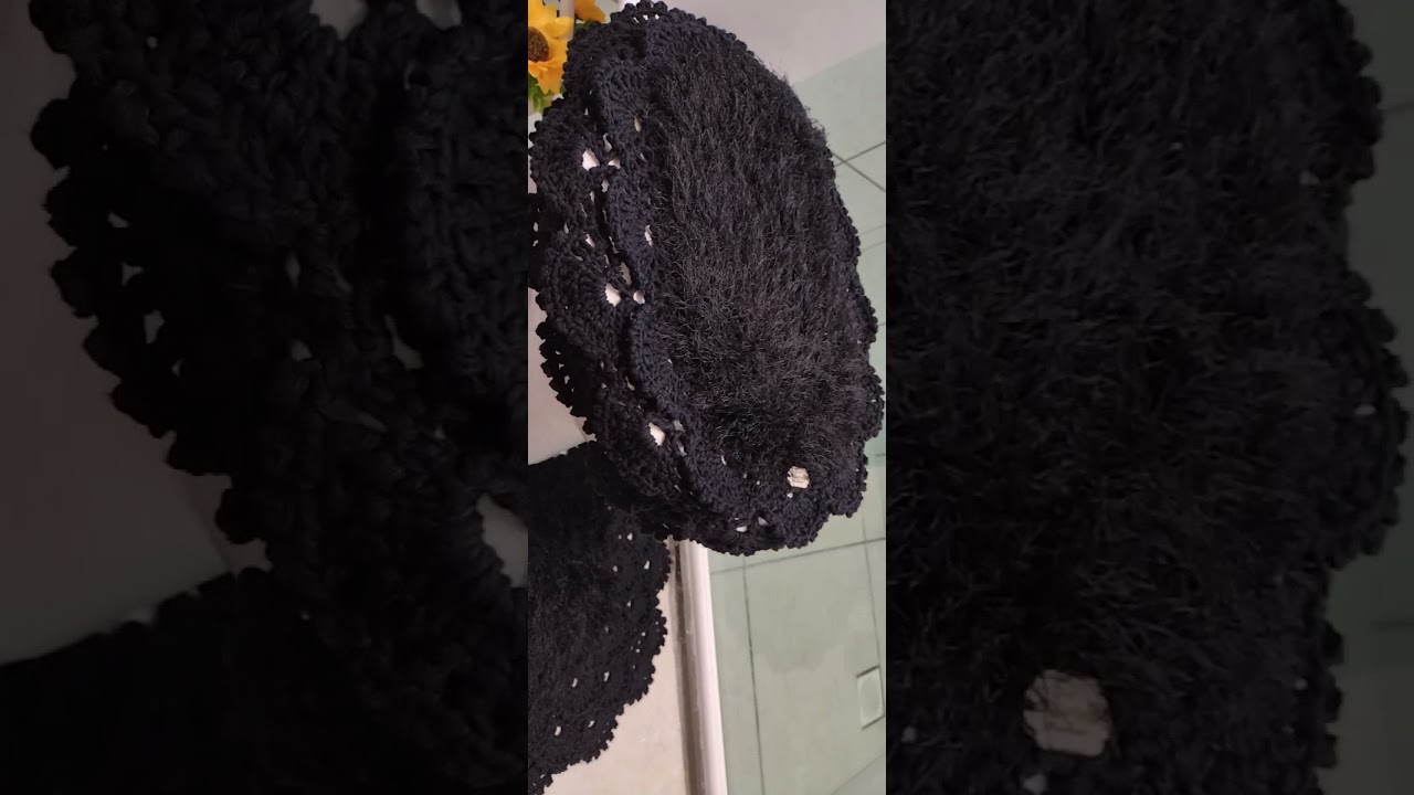 Minha produ&ccedil;&atilde;o 🧶🪡jogo de banheiro Rendado finalizado preto decore luxo