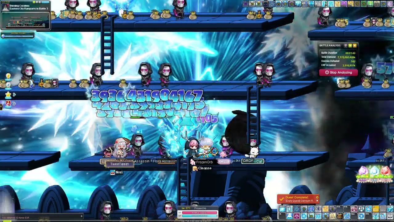 Maplestory Reboot Ice Lightning Burning Cernium Eastern City Ramparts in Battle 3 - 18330 kills/hr
