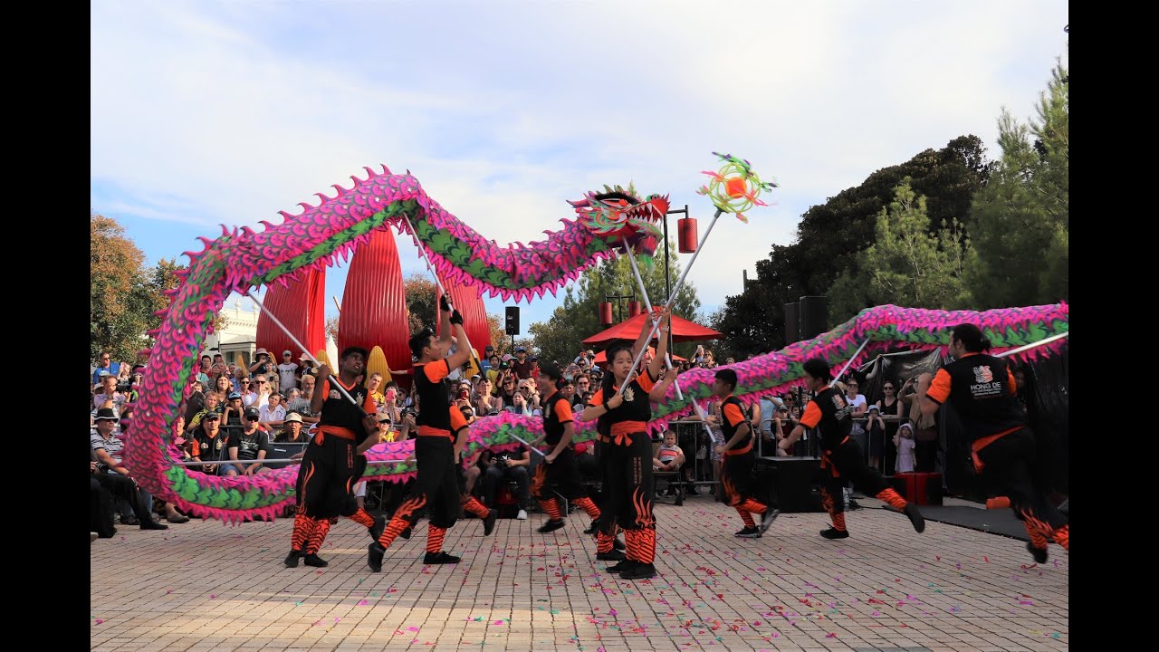 Hong De Dragon Dance Performance at the Bendigo Easter Festival - Awakening 2019 20th April 2019