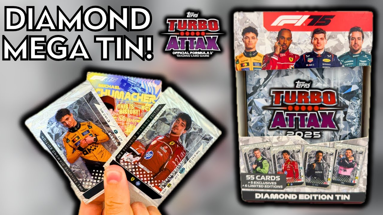 DIAMOND MEGA TIN OPENING! | TOPPS F1 TURBO ATTAX 2025 | DIAMOND 100 CLUB CARDS & RELIC HUNT!