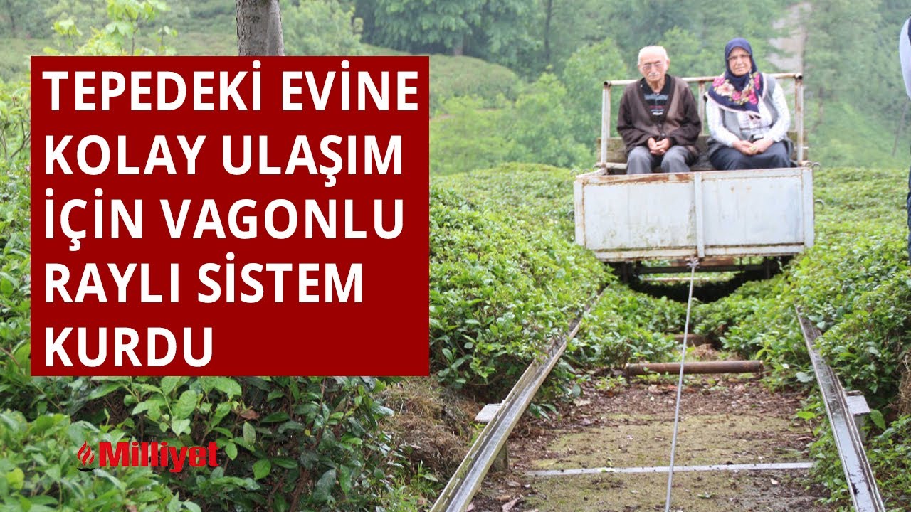 Tepedeki evine kolay ulaşım için vagonlu raylı sistem kurdu