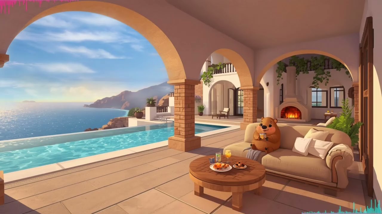 Ocean View Villa with Capybara 🏖️ Relaxing Lofi for Study, Work & Calm Mind