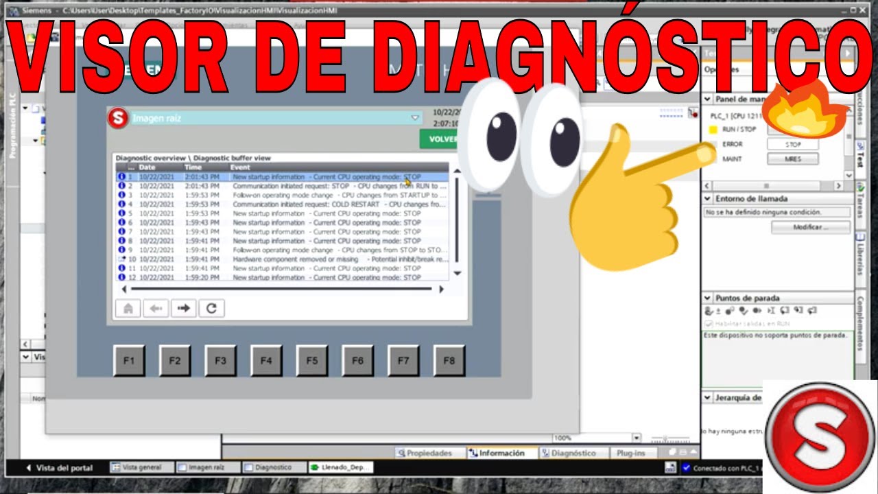 𝐂ó𝐦𝐨 se 𝐂𝐨𝐧𝐟𝐢𝐠𝐮𝐫𝐚 el 𝐕𝐢𝐬𝐨𝐫 𝐝𝐞 𝐃𝐢𝐚𝐠𝐧ó𝐬𝐭𝐢𝐜𝐨 en un Panel HMI - PLC ESPAÑOL 🌠!!! 154