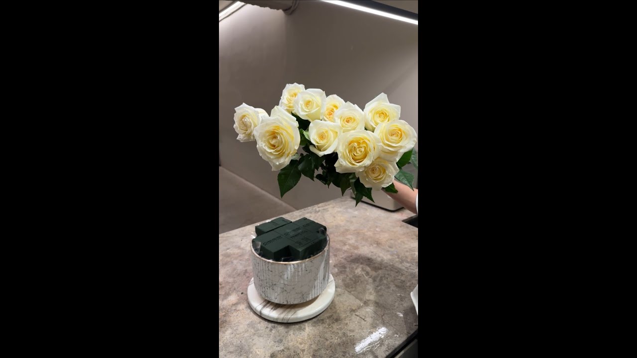 快閃插花48-白綠色系清爽盆花