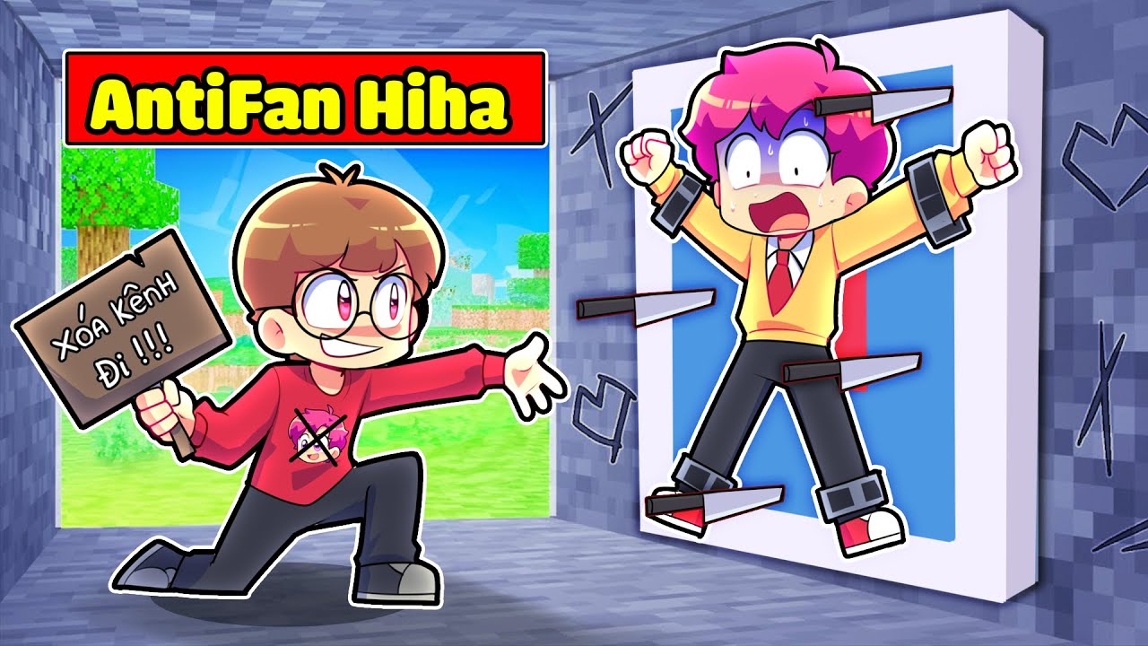 HIHA HỐT HOẢNG KHI BỊ ANTIFAN TÌM ĐẾN LÀNG SINH TỐ TRONG MINECRAFT*ANTIFAN HIHA 😱😖