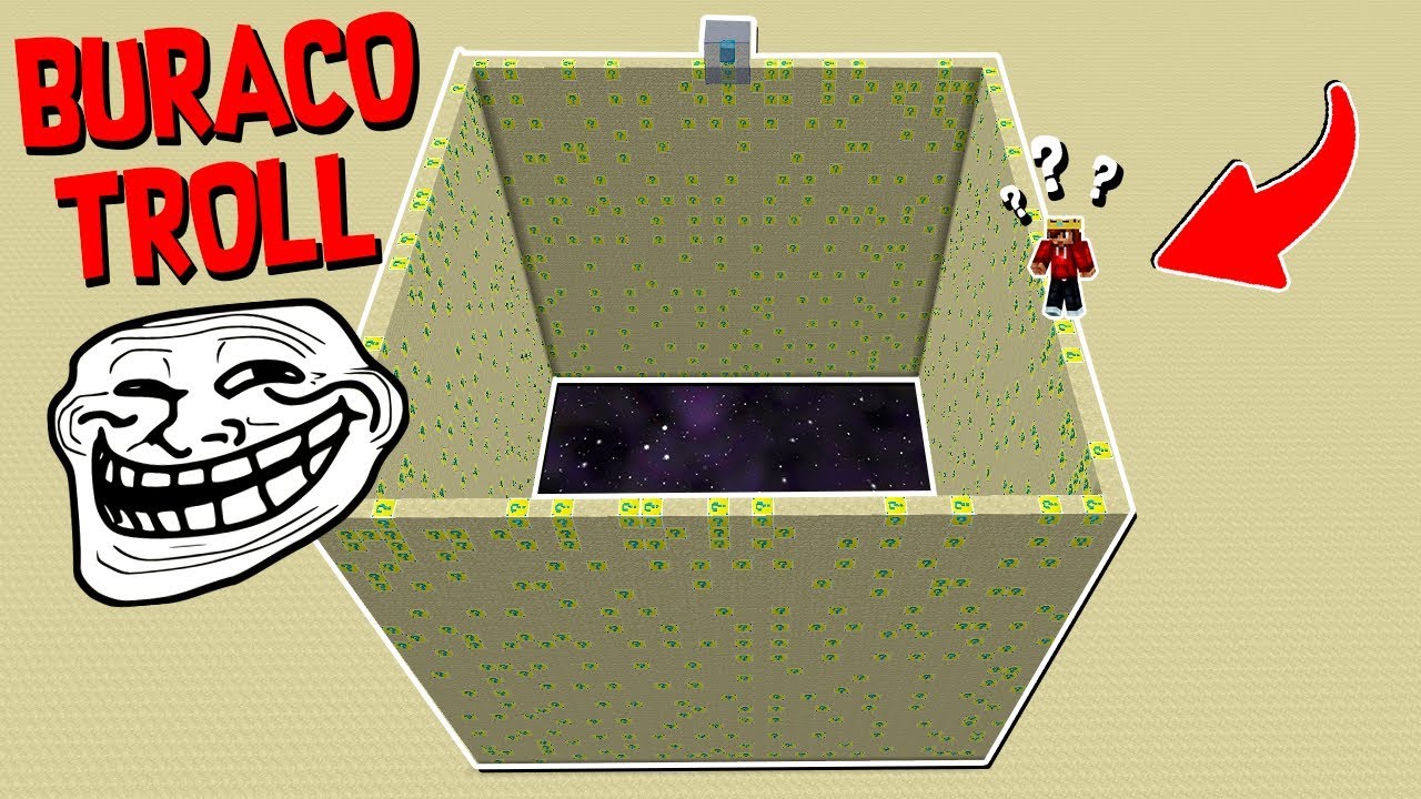 CUBÃO DE LUCKY BLOCK TROLL DO BURACO GIGANTE NO MINECRAFT