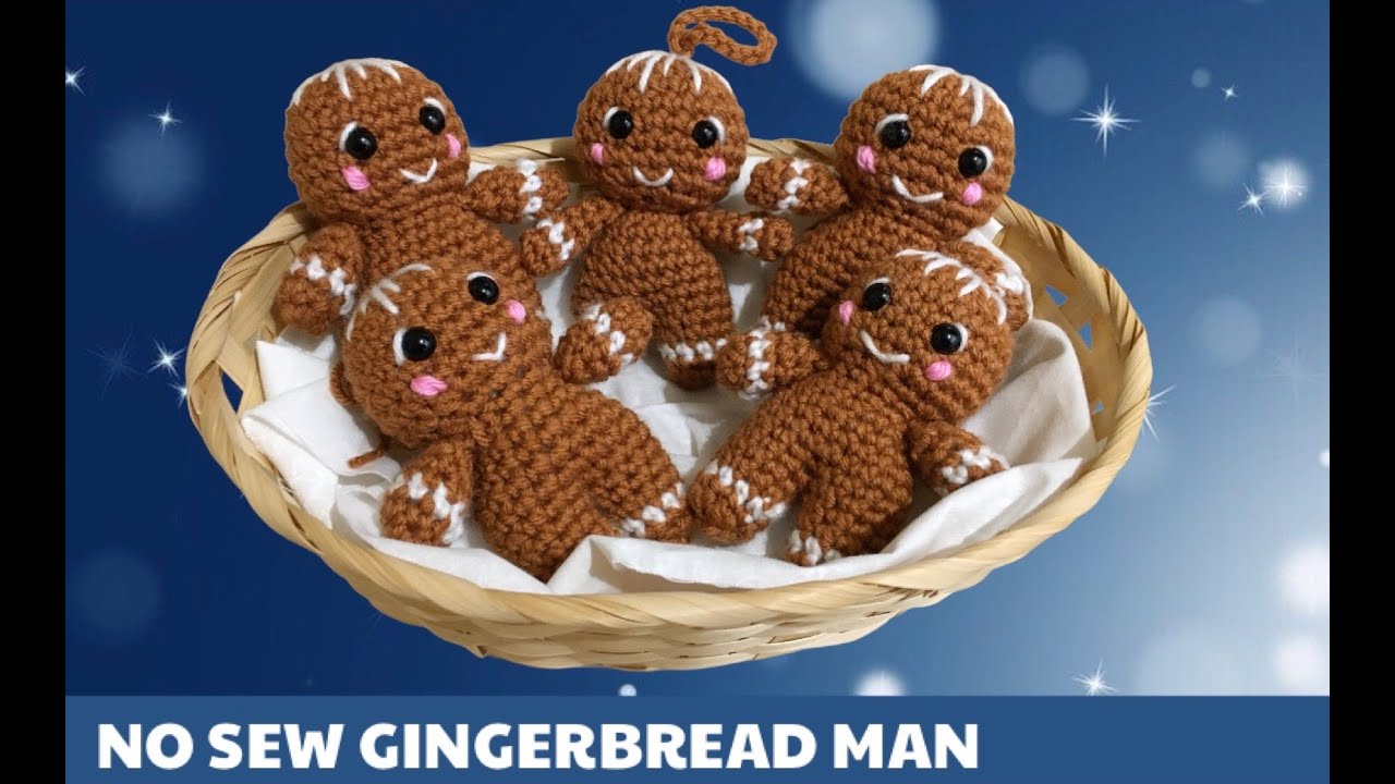 GINGERBREAD MAN NO SEW CROCHET A LONG ORNAMENT KEYCHAIN