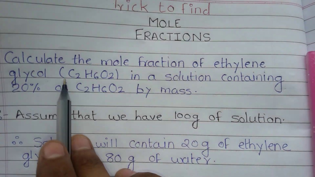 Trick to find mole fraction, molarity and molar mass