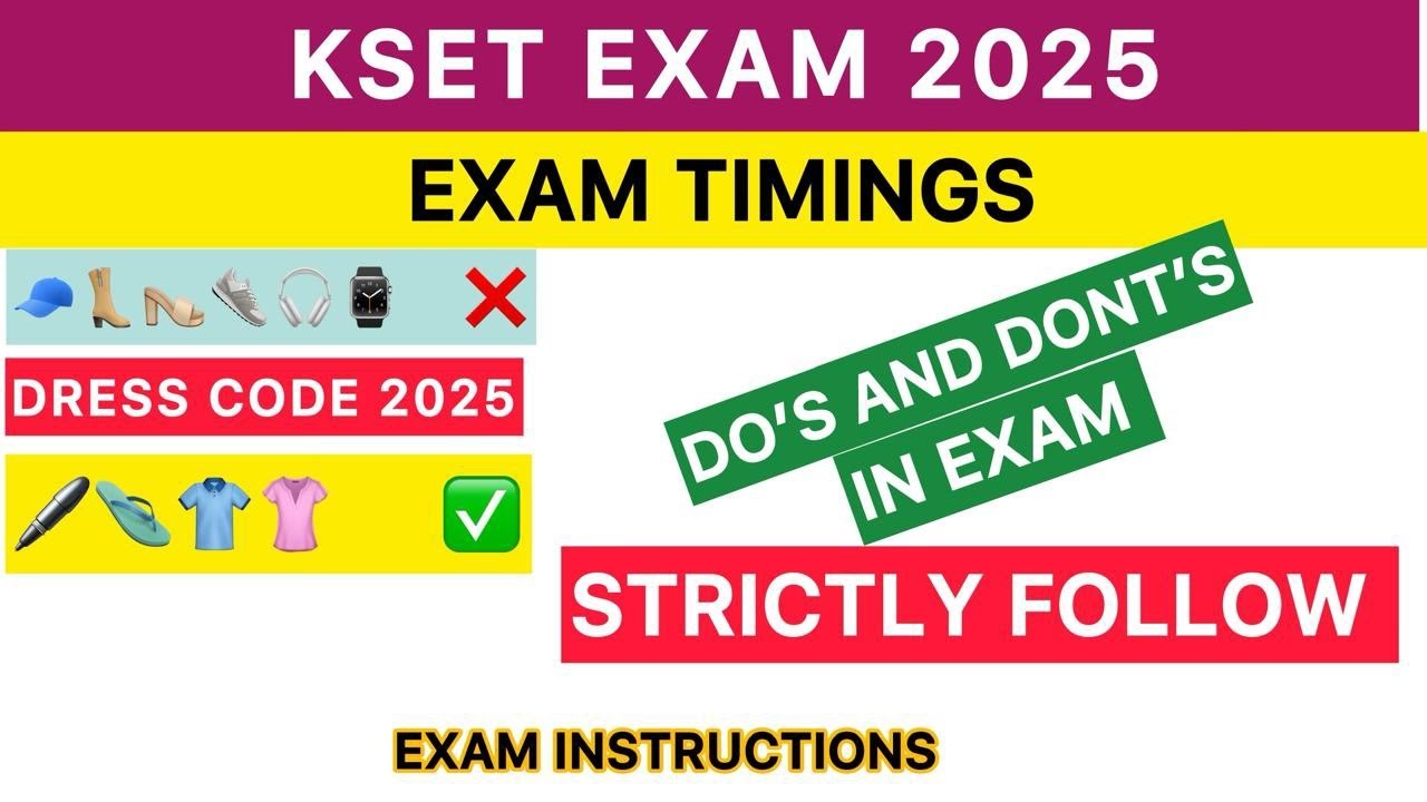 KSET Exam 2025 Dress code | Do's and Don'ts in Exam | KSET exam instructions and guidelines #kset | 
