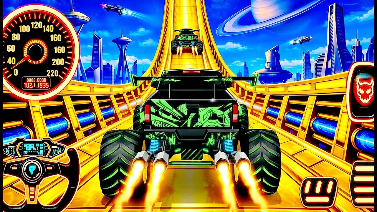 Mega Ramp Monster Car Racing 3D - Extreme Car Stunts -Android Gamepla #MegaRamp #3DGames #CarRacing