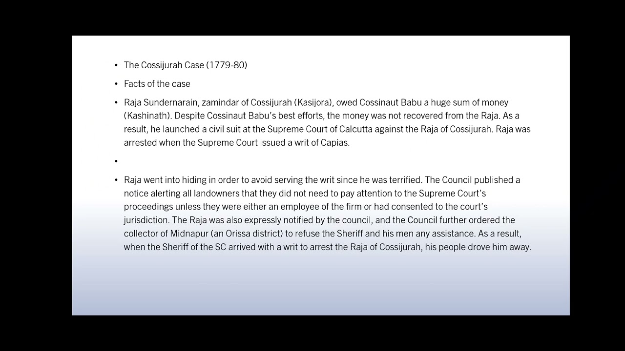THE COSSIJURAH CASE