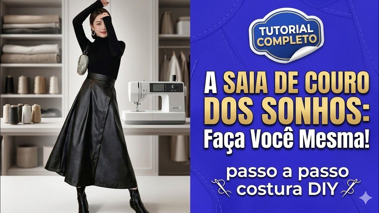 ✅️DIY Como fazer Saia de Couro _Costura fácil passo a passo para iniciantes Gisleide Novelo