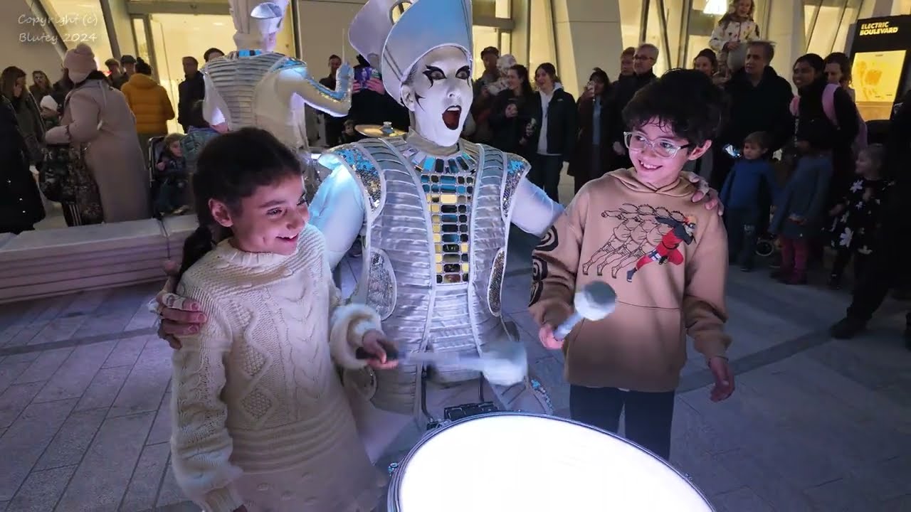 Battersea Power Station Light Festival, London UK, 27th Jan 2024 - LED Drummers - Electric Boulevard