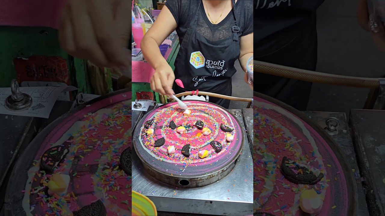 Rainbow Sprinkle Crepe 🌈🍫 | Oreo Marshmallow Street Food ASMR