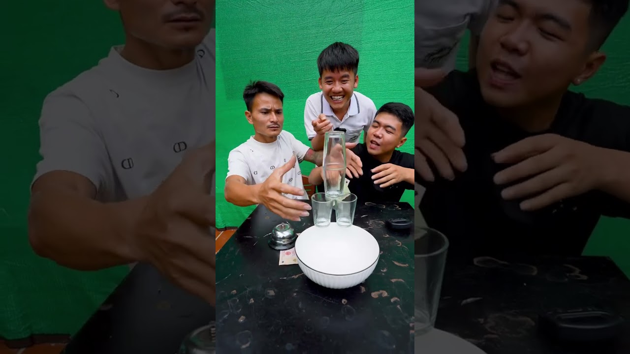 Hưng vlog official| Thử Th&aacute;ch Xếp 4 Cốc L&ecirc;n Miệng B&aacute;t Kh&ocirc;ng Đổ Kh&ocirc;ng Dụng Cụ