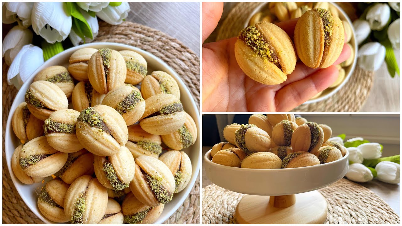 جوزة بحشوة المعمول في شكل حبة فستق /👌وصفة جديدة و حصرية على قناتي ☺️ جوزة بحشوة التمر 👌