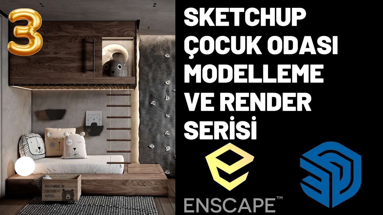 Sketchup ÇOCUK ODASI MODELLEME : İç Mekanda Modellemeyi Öğrenin 03