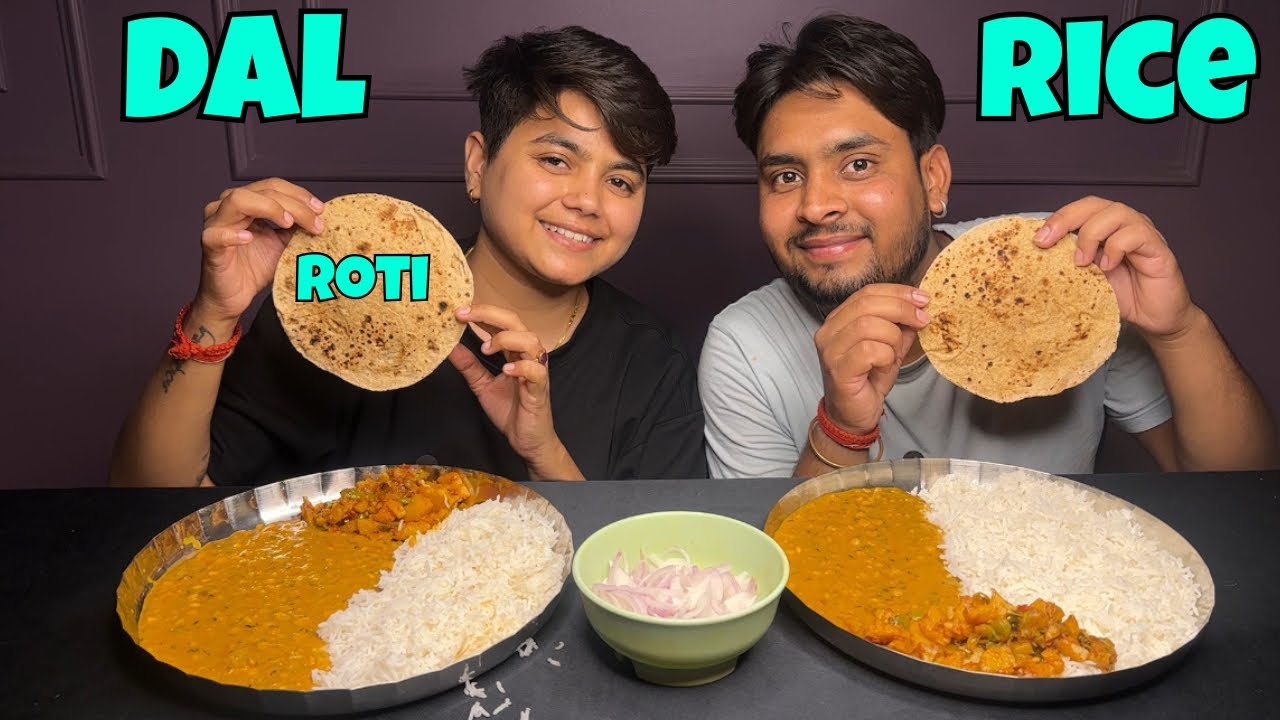 ASMR Eating Dal Chawal & Aalu Shimla Mirch With Roti Mukbang | @YashalsMukbang