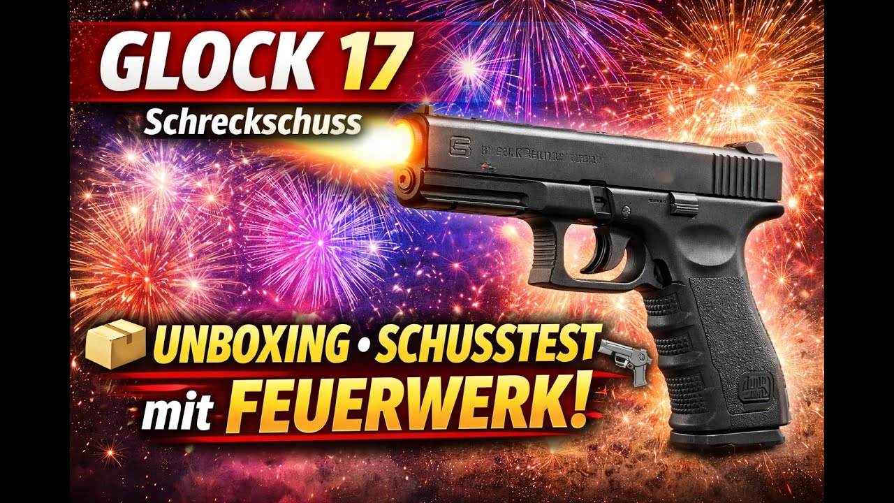 Glock 17,9mm PAK, unboxing und Schusstest mit Feuerwerk (Zink)