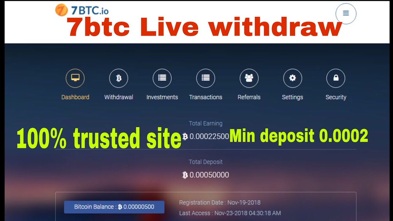 7BTC Investment sites 2018 | Earn Bitcoin Hourly profit Live withdraw