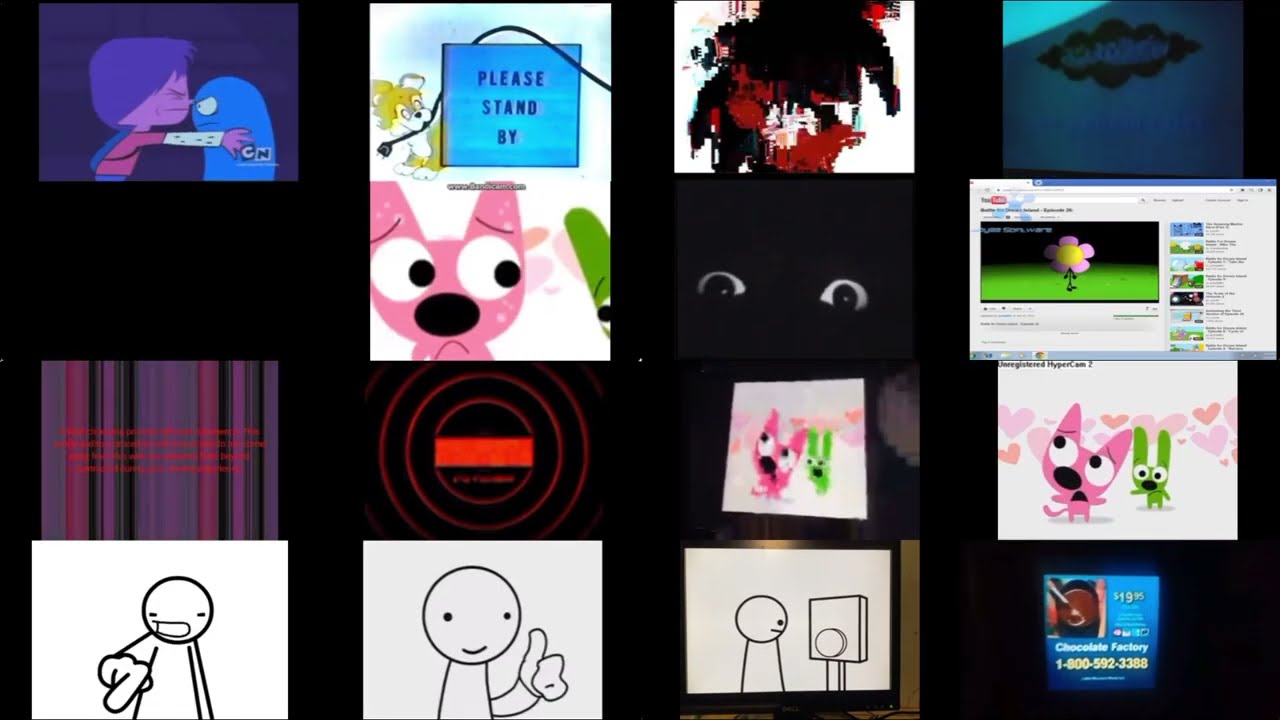 16 creepypasta videos upcoming jumpscares at once.