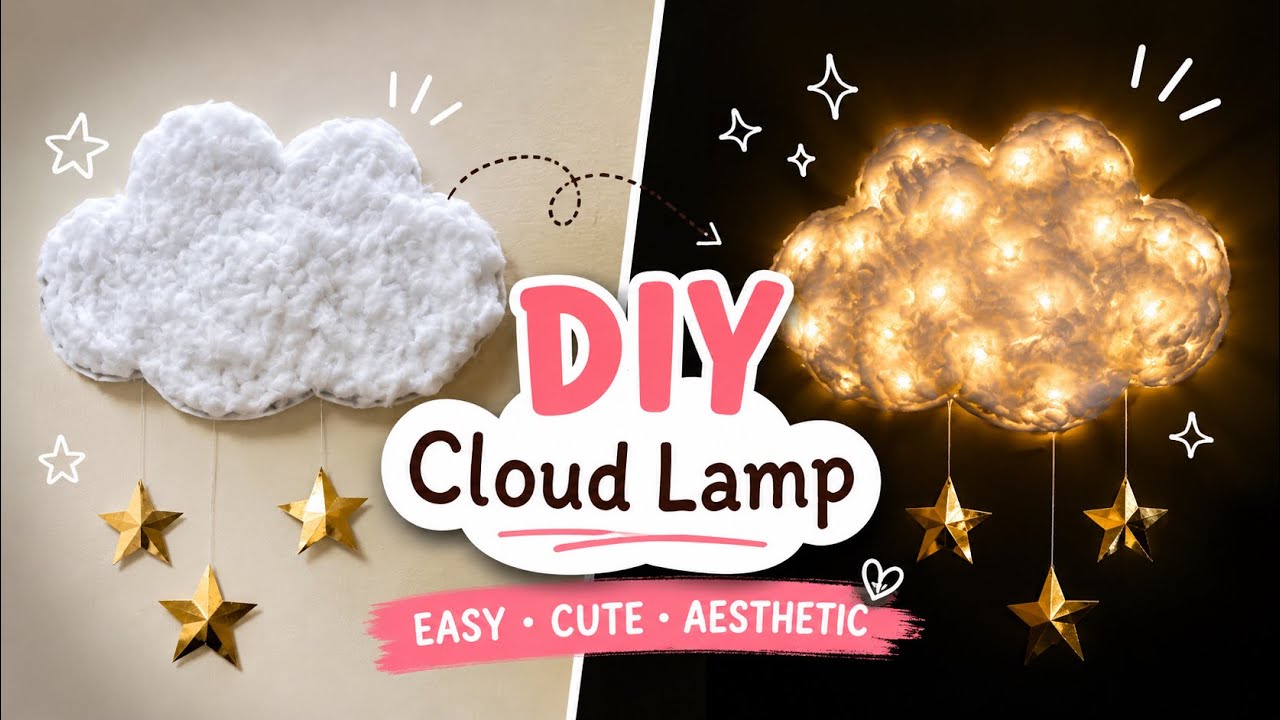 DIY Cloud Night Lamp| Aesthetic RoomDecor Idea   #diy #nightlamp #cloud #aesthetic #roomdecor 