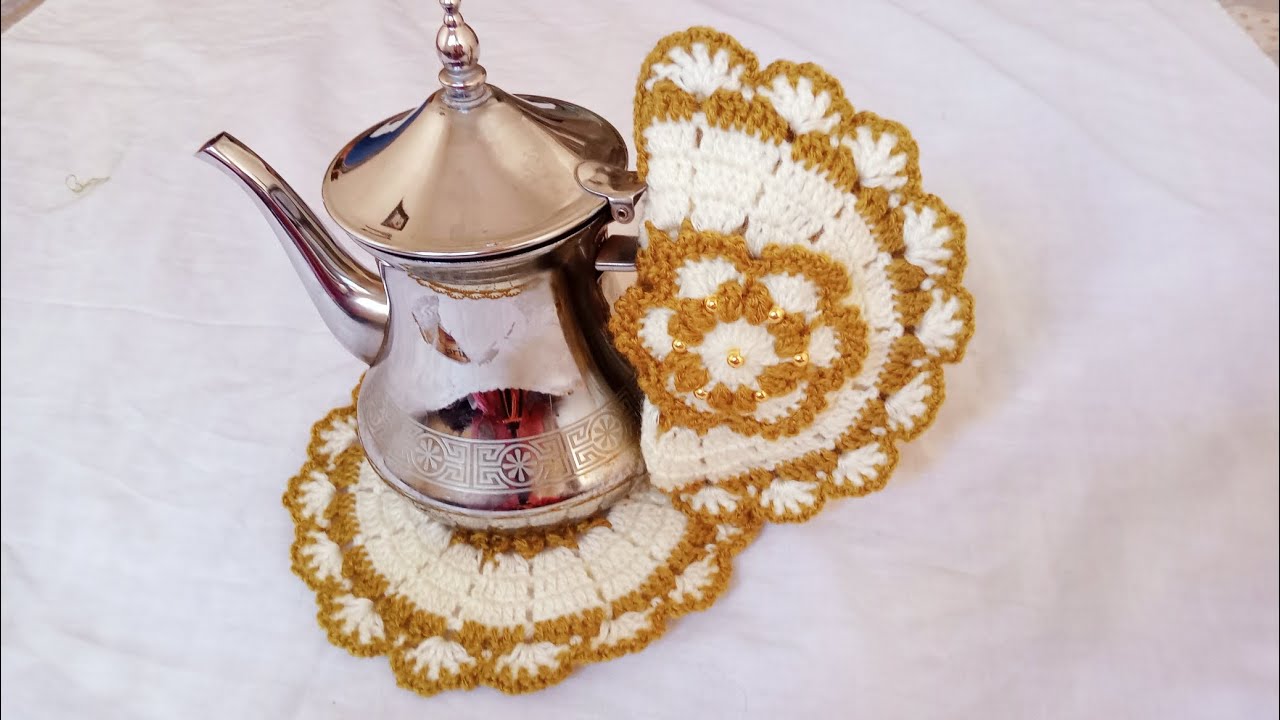 جديد كروشيه مساكة يدى إبريق الشاي و تزين مساكة وريدة #crochet #2024 #