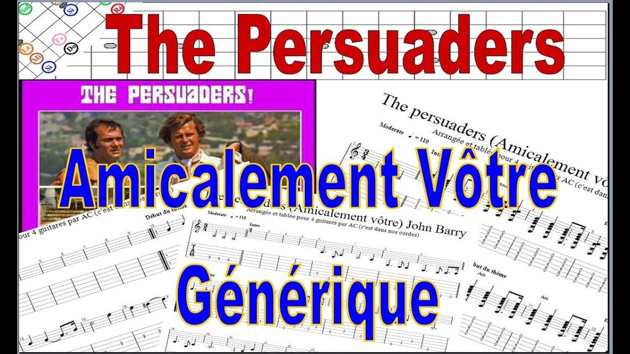 The Persuaders / Amicalement vôtre / Générique/ Tuto guitare (Tabs)
