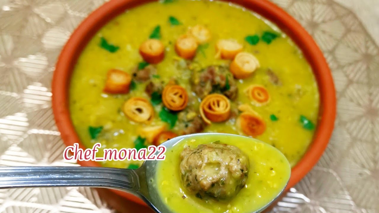 أسهل شوربة عدس بكرات اللحم
