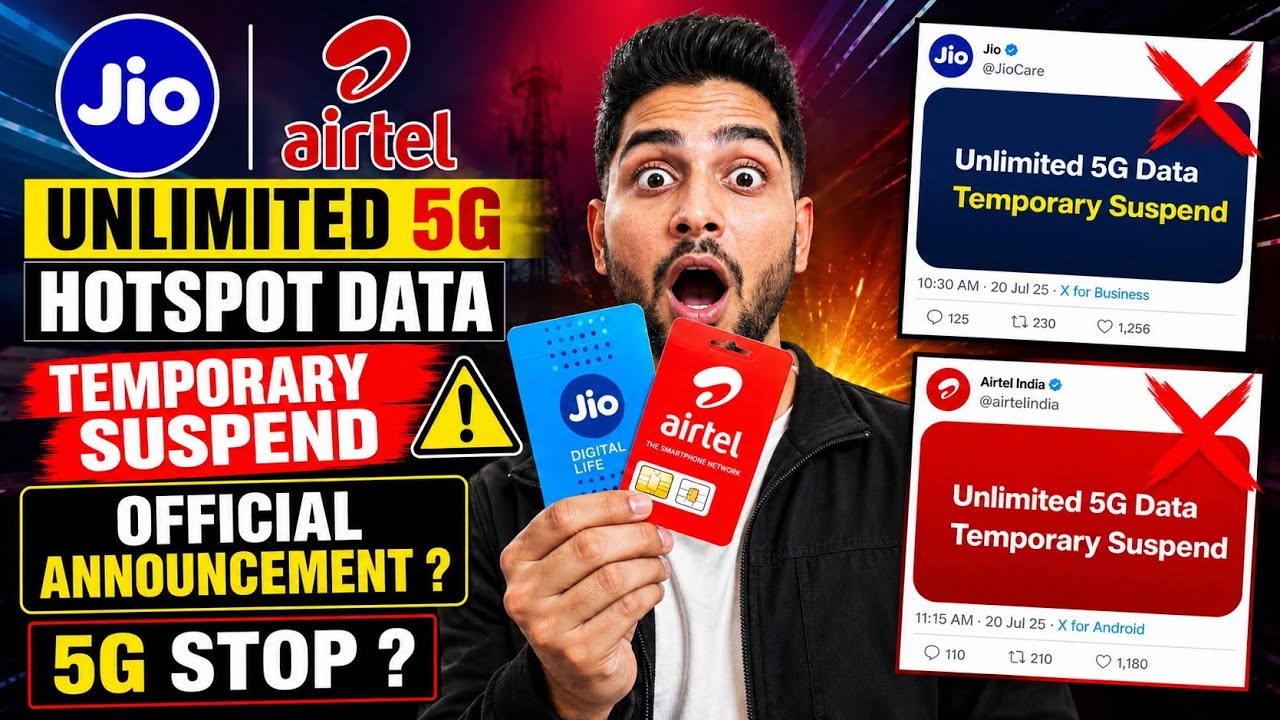 Jio, Airtel Unlimited 5G Hotspot Data Shering Temporary Suspend | Tested By Tech Patri 