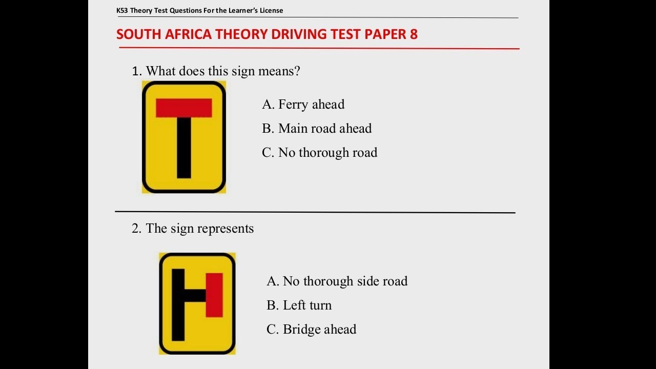 2024 K53 Learner's Test South Africa Question and Answer | Learner's driving Lesson 8
