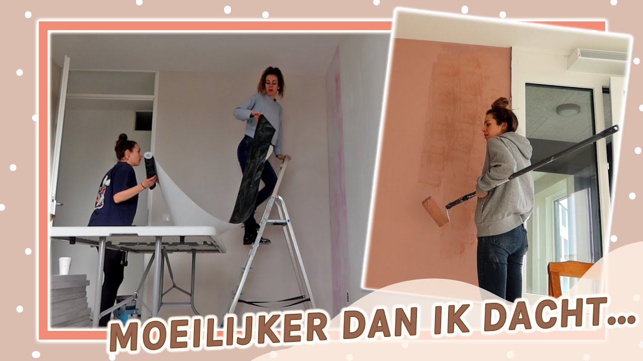 De slaapkamer behangen en schilderen & de vloer gaat erin! 😍 || Verhuisvlog 3